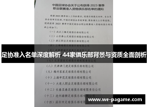 足协准入名单深度解析 44家俱乐部背景与资质全面剖析